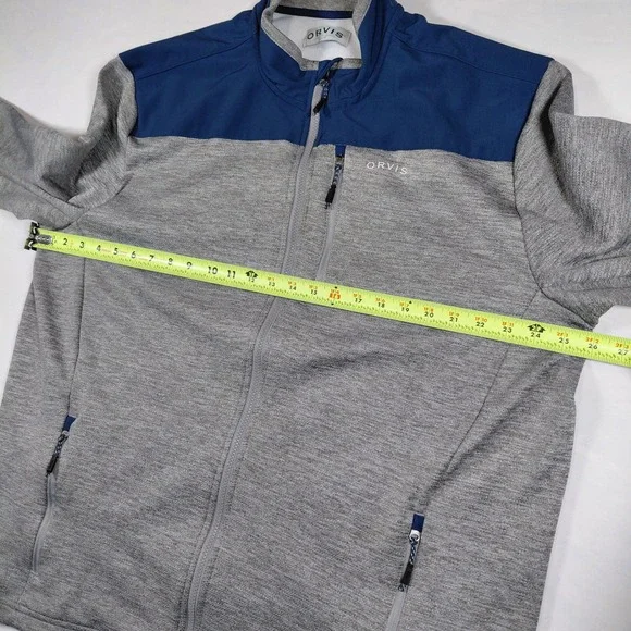 Orvis Full Zip Jacket Heather Gray Blue Bonded Mesh Classic Collection Mens XL - Picture 8 of 9